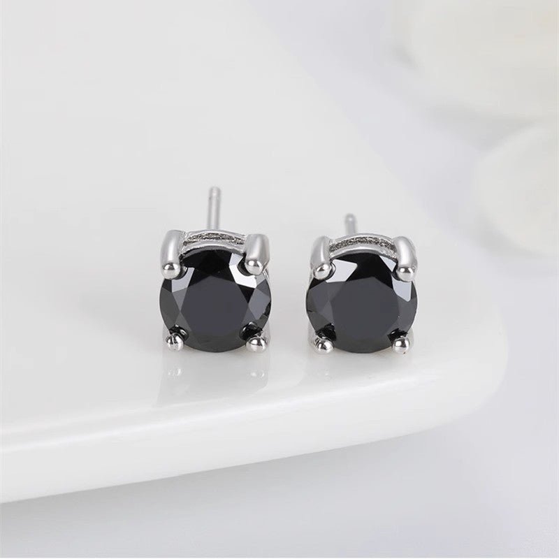 Round Moissanite Stud Earrings 18K White Gold Plated Sterling Silver (1 - 2ct. ) - La Pretti