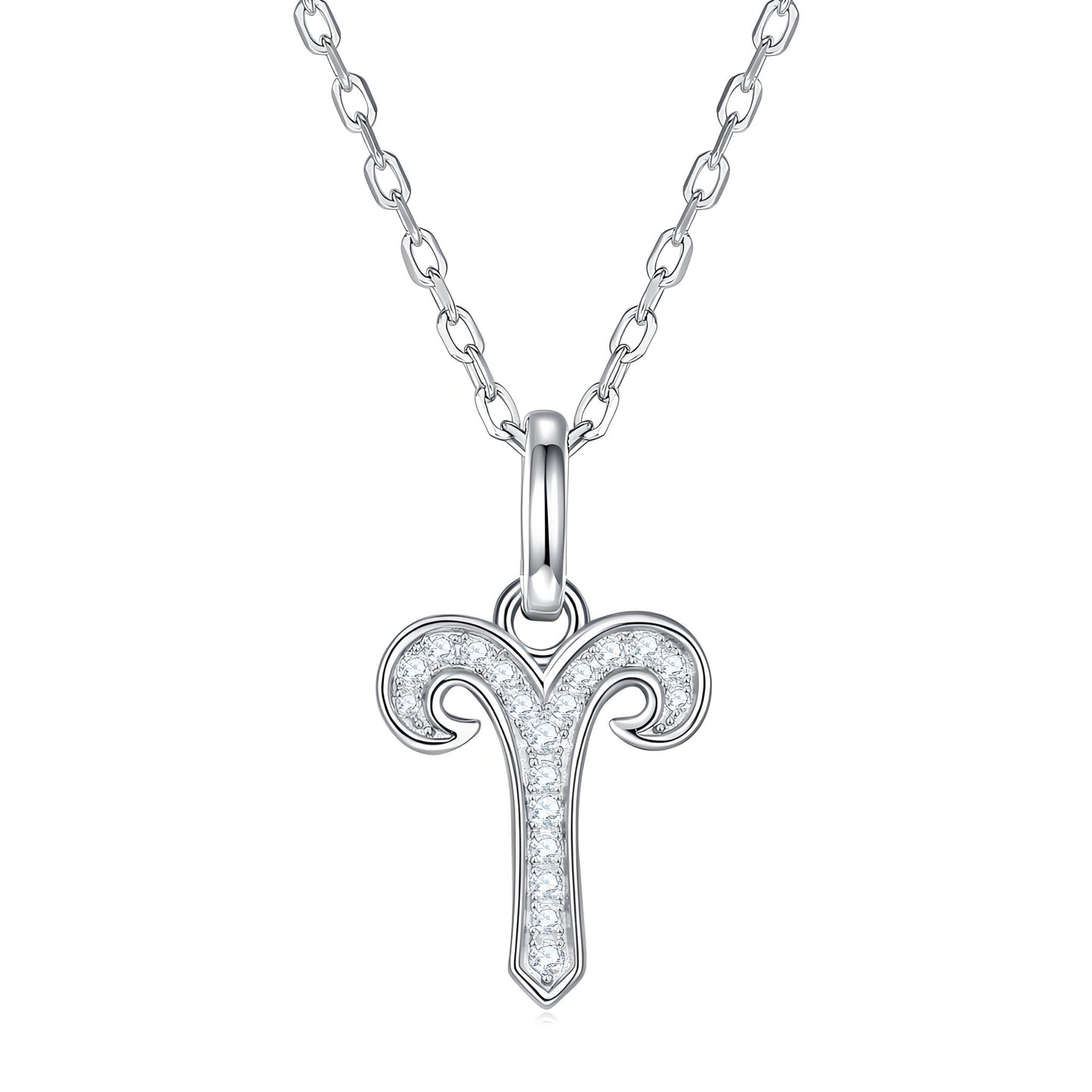Zodiac Customized Moissanite Pendant Necklace of 'Aries' in Channel Pave Setting - La Pretti