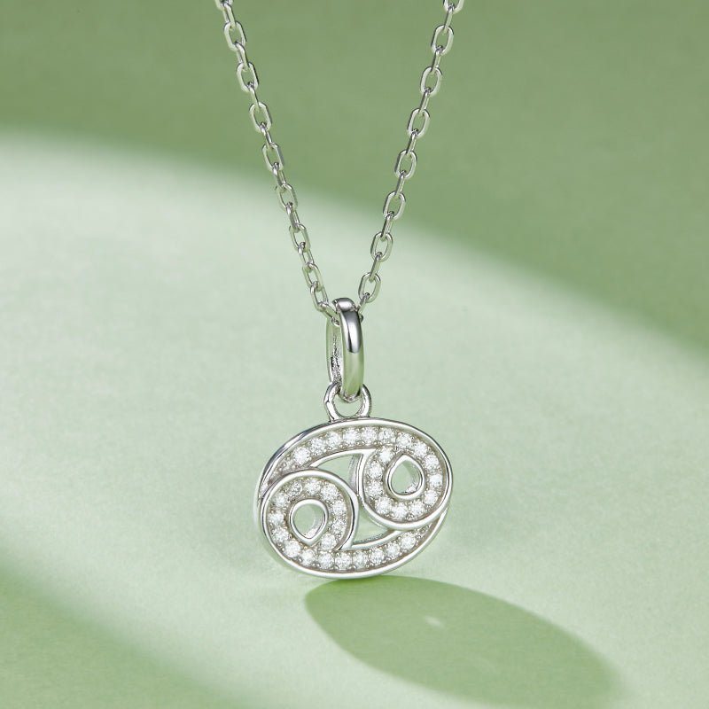 Zodiac Customized Moissanite Pendant Necklace of 'Cancer' in Channel Pave Setting - La Pretti