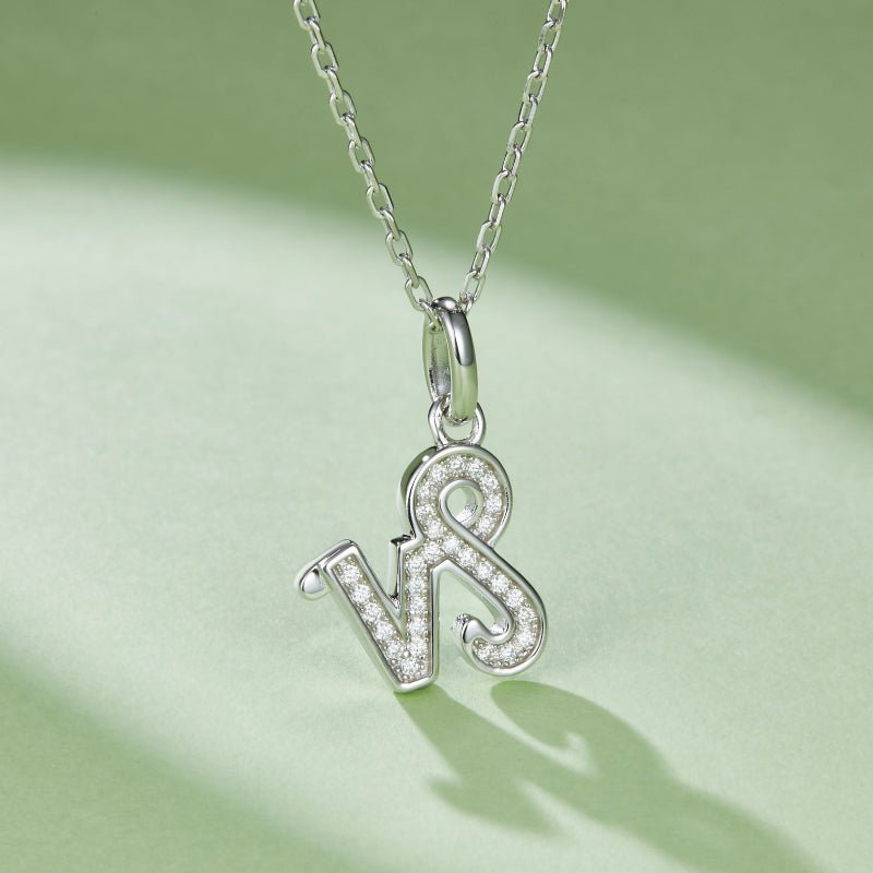 Zodiac Customized Moissanite Pendant Necklace of 'Capricorn' in Channel Pave Setting - La Pretti