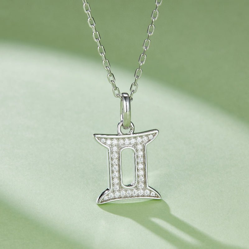 Zodiac Customized Moissanite Pendant Necklace of 'Gemini' in Channel Pave Setting - La Pretti