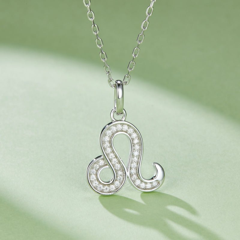 Zodiac Customized Moissanite Pendant Necklace of 'Leo' in Channel Pave Setting - La Pretti