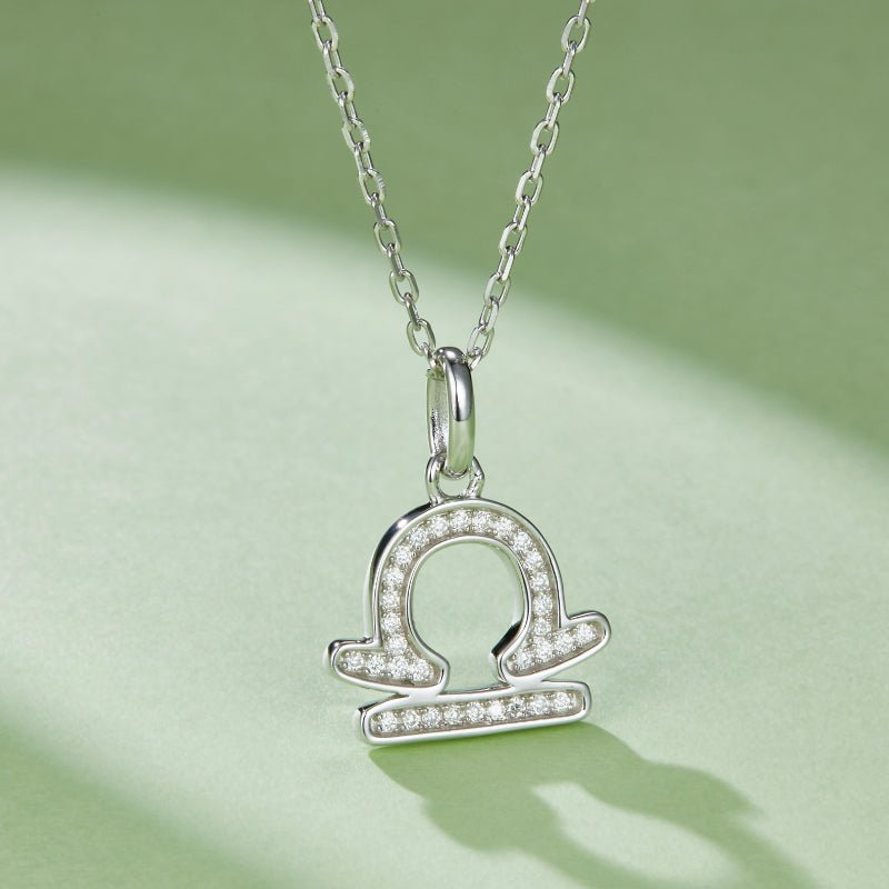 Zodiac Customized Moissanite Pendant Necklace of 'Libra' in Channel Pave Setting - La Pretti