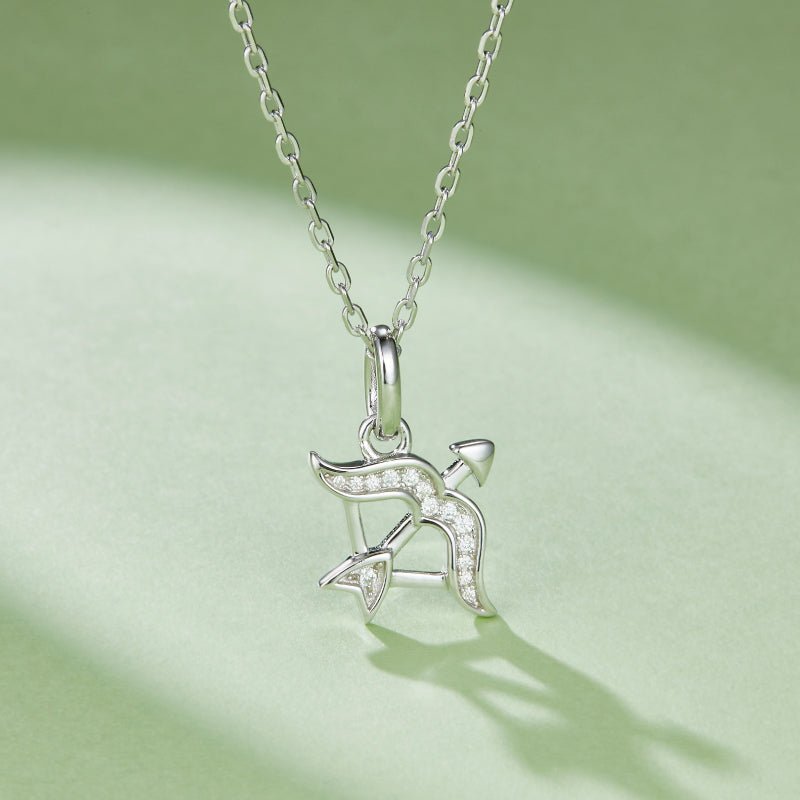 Zodiac Customized Moissanite Pendant Necklace of 'Sagittarius' in Channel Pave Setting - La Pretti