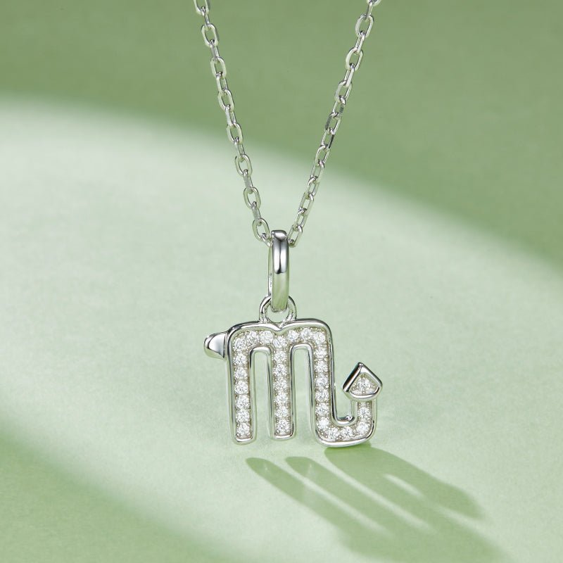 Zodiac Customized Moissanite Pendant Necklace of 'Scorpio' in Channel Pave Setting - La Pretti