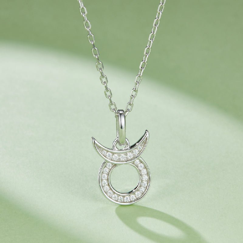 Zodiac Customized Moissanite Pendant Necklace of 'Taurus' in Channel Pave Setting - La Pretti