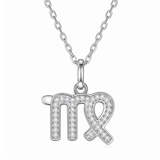 Zodiac Customized Moissanite Pendant Necklace of 'Virgo' in Channel Pave Setting - La Pretti