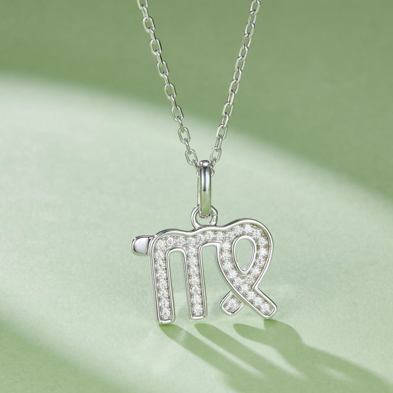 Zodiac Customized Moissanite Pendant Necklace of 'Virgo' in Channel Pave Setting - La Pretti