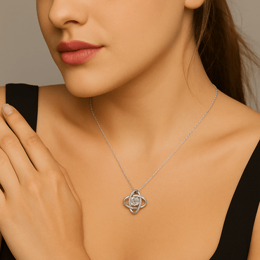 Love Knots Moissanite Pendant Necklace in 18K Gold Plated Sterling Silver (1ct. ) - La Pretti