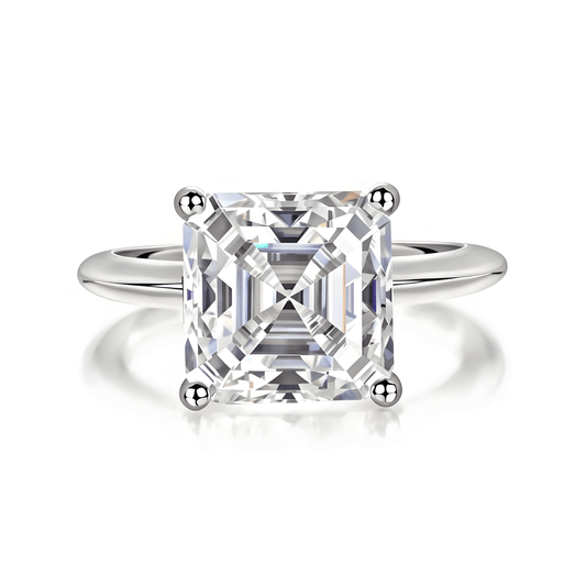 Asscher Cut Moissanite Solitaire Engagement Ring (5.5ct. ) - La Pretti