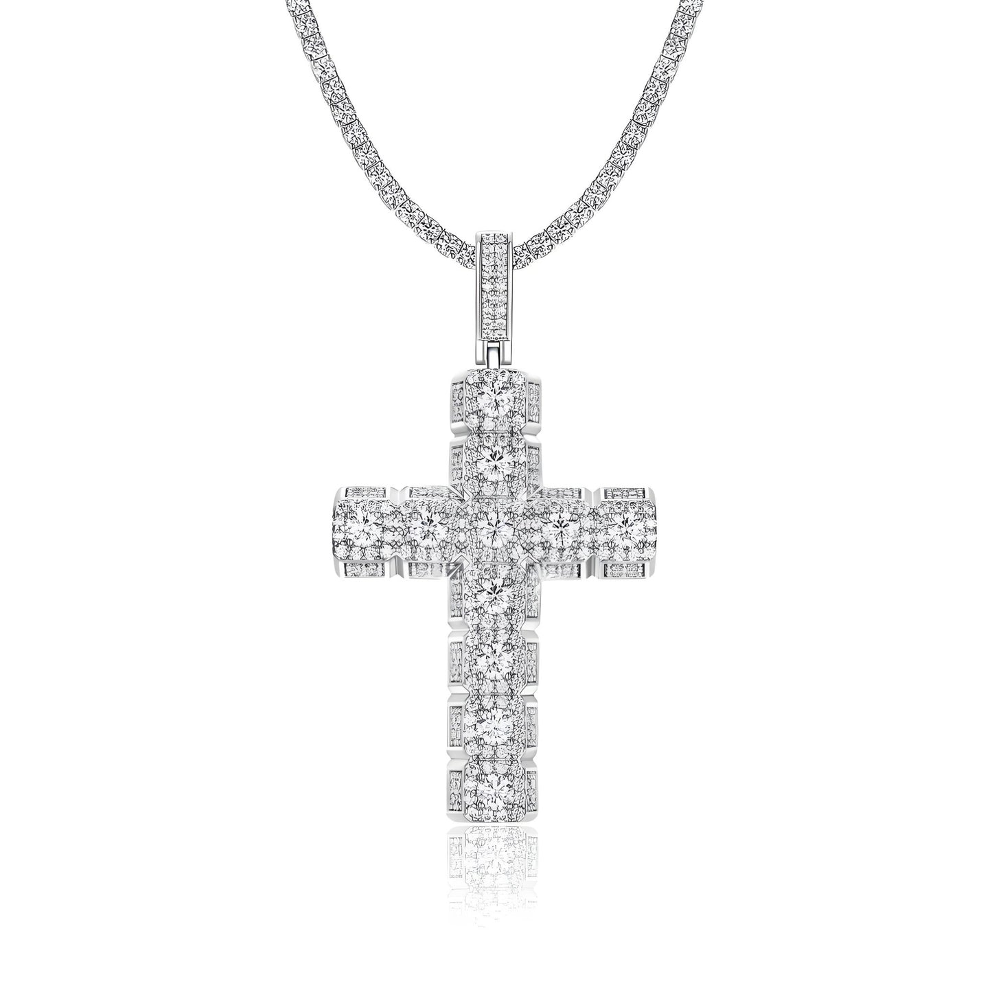 Crucifix Cross of Moissanite Pave Pendant with Standard Bail (Charm) - La Pretti