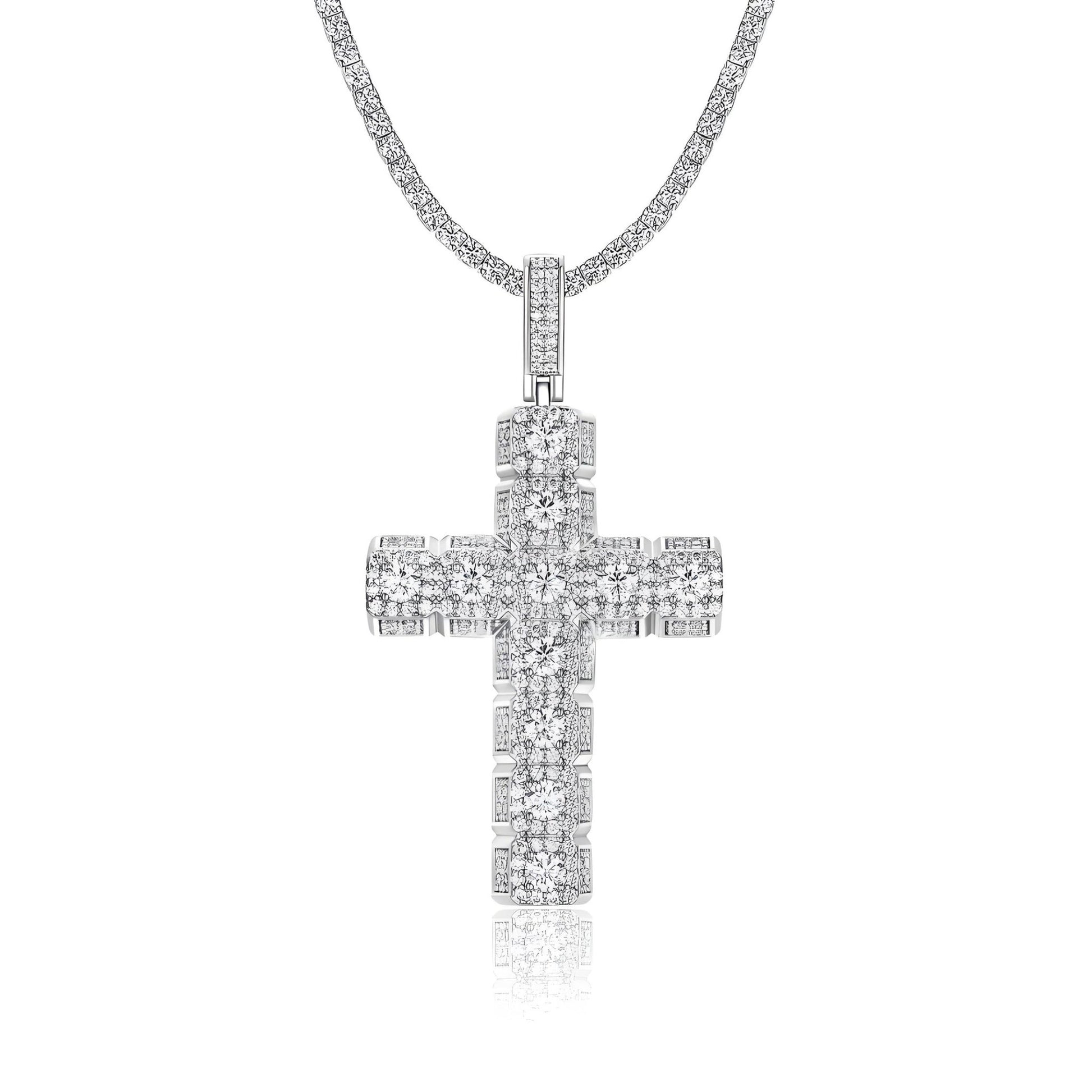 Loop Cross of Moissanite Pave Pendant with Halo Bail (Charm) - La Pretti