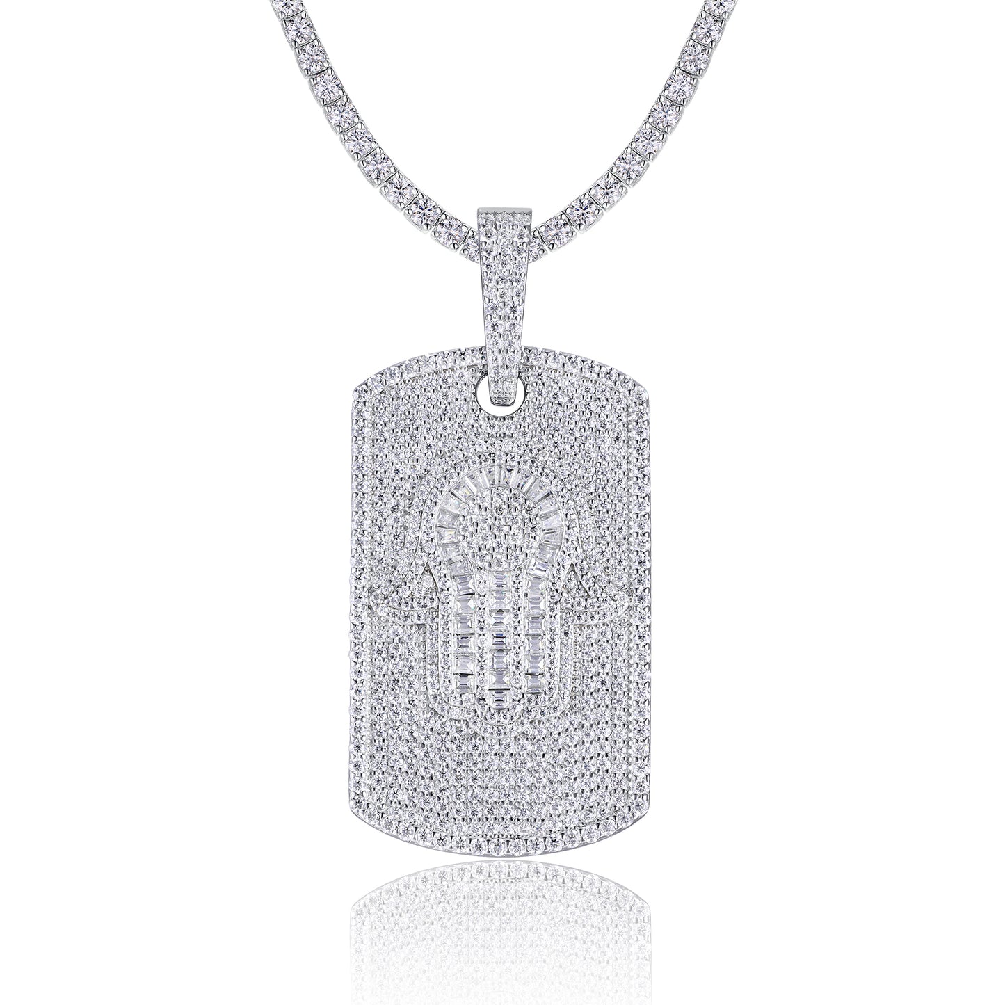 Full Pave Tag of Moissanite Hamsa Pendant in Fatima's Hand (Charm) - La Pretti