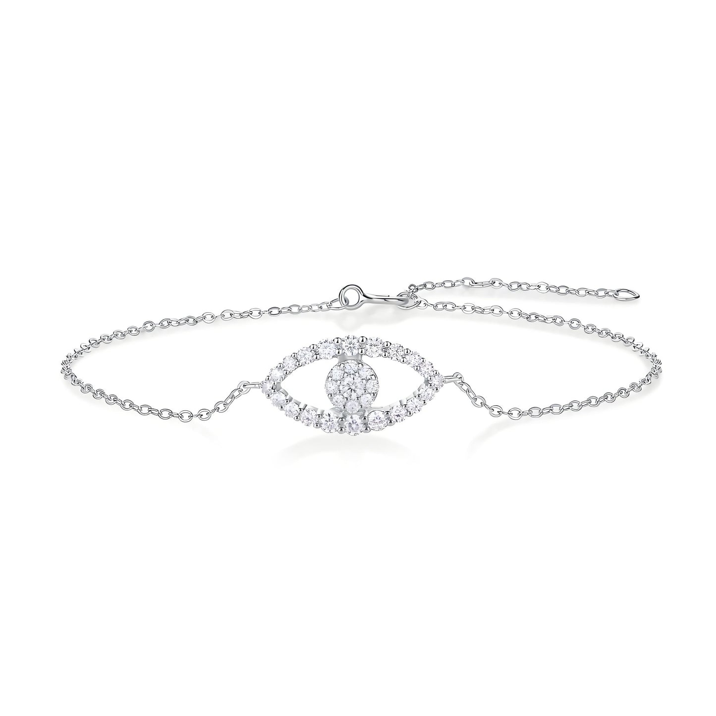 Moissanite Halo Hamsa Bracelet in Pave Setting with Spring Ring Clasp - La Pretti