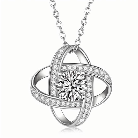 Love Knots Moissanite Pendant Necklace in 18K Gold Plated Sterling Silver (1ct. ) - La Pretti
