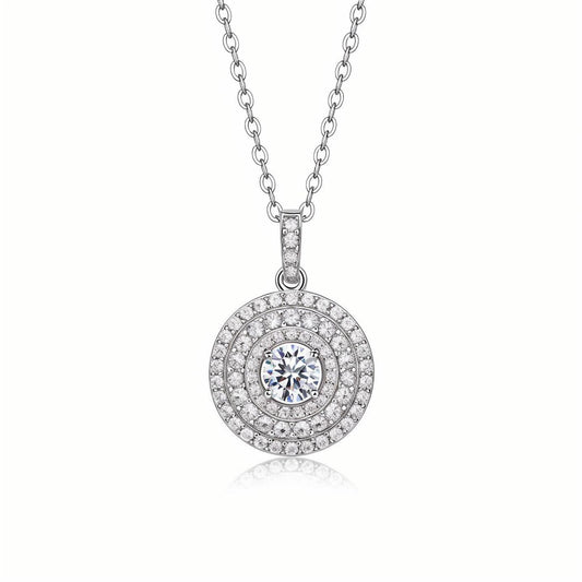 Nested Triple Halo Moissanite Seamless Round Pendant Necklace (0.5ct. ) - La Pretti