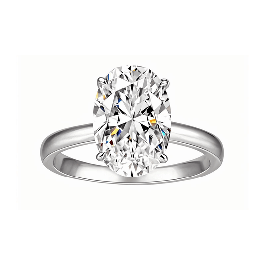 Elongated Oval Cut Moissanite Solitaire Engagement Ring (4.5ct. ) - La Pretti