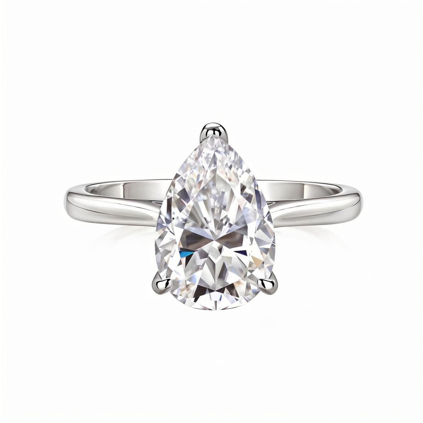 Pear Shaped Moissanite Solitaire Engagement Ring (2.5ct. ) - La Pretti