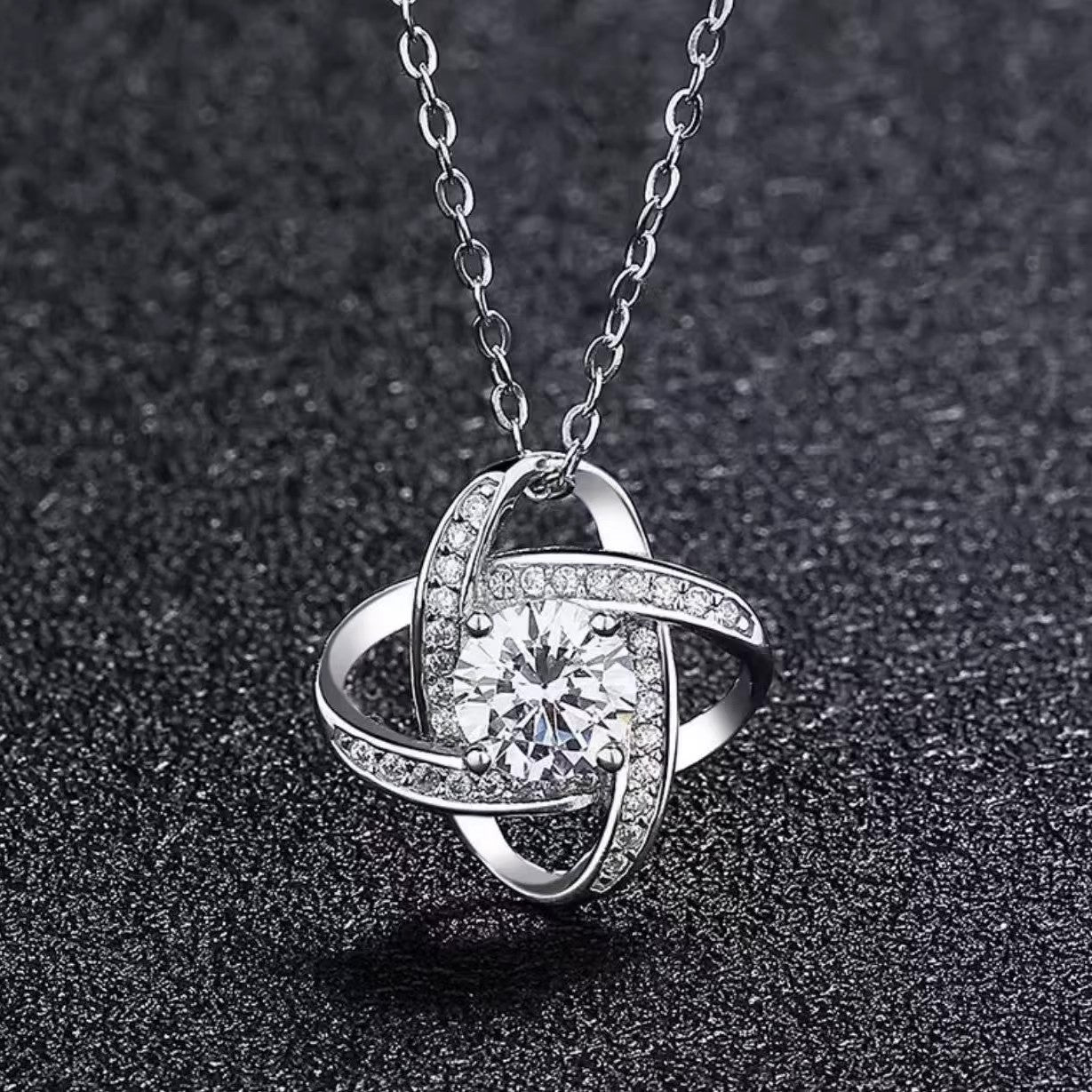 Love Knots Moissanite Pendant Necklace in 18K Gold Plated Sterling Silver (1ct. ) - La Pretti