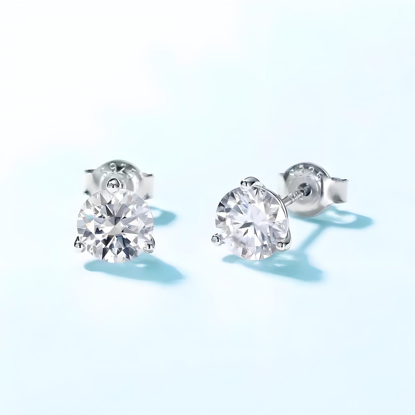 Round Moissanite Martini Stud Earrings in 18K White Gold Plated Sterling Silver (1ct. ) - La Pretti