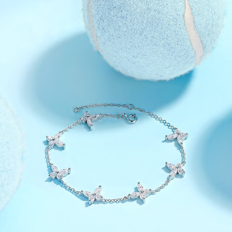 Moissanite Station Bracelet of Butterfly with Spring Ring Clasp - La Pretti
