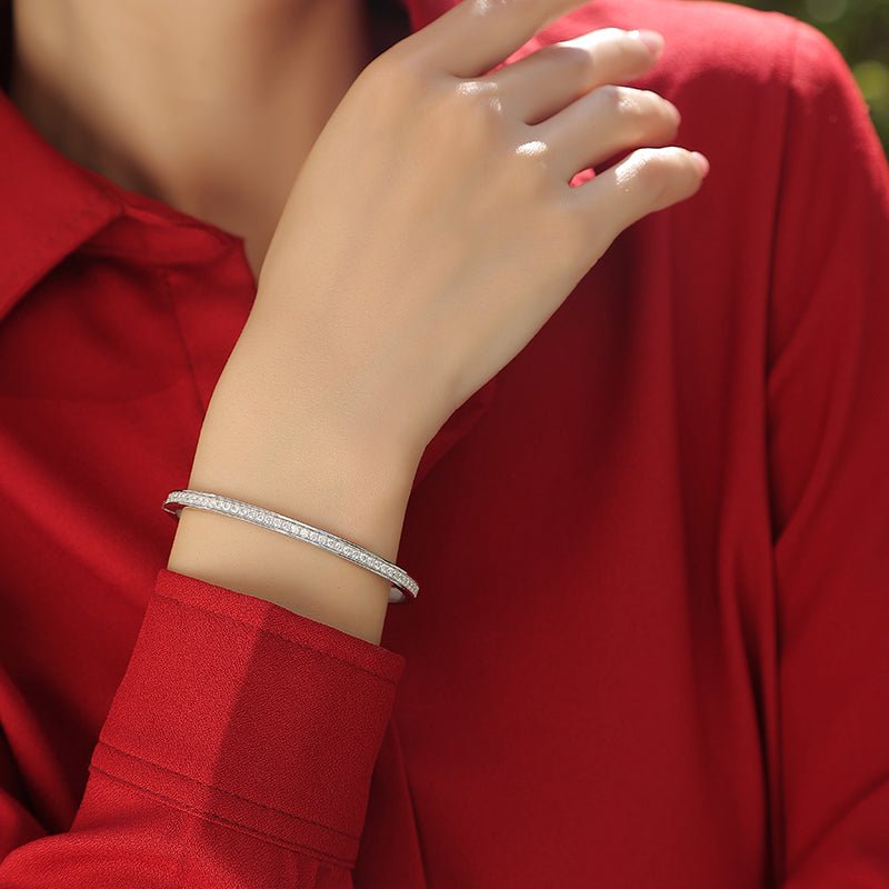 Moissanite Tennis Bangle in Channel Pave Setting - La Pretti