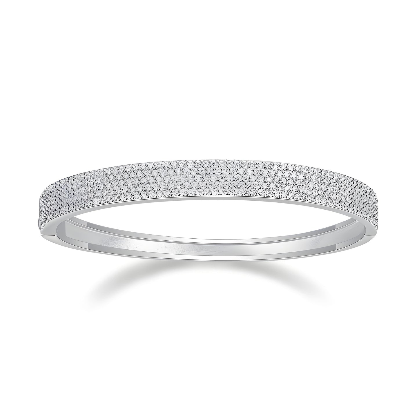 Moissanite Tennis Bangle in Four Row Micro Pave Setting - La Pretti