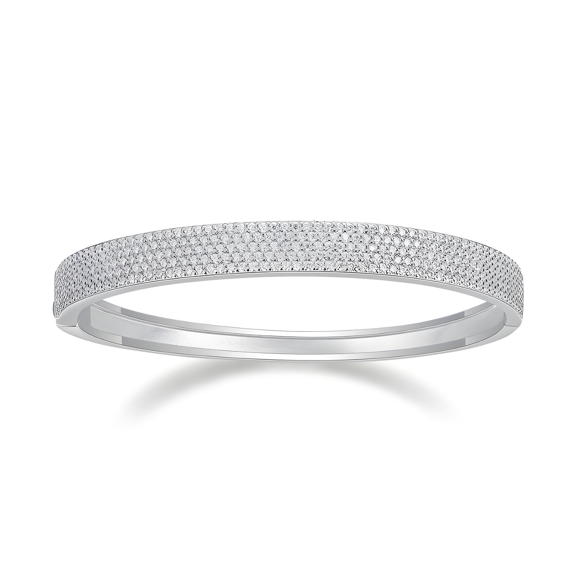 Moissanite Tennis Bangle in Four Row Micro Pave Setting - La Pretti