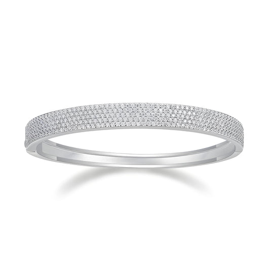 Moissanite Tennis Bangle in Four Row Micro Pave Setting - La Pretti