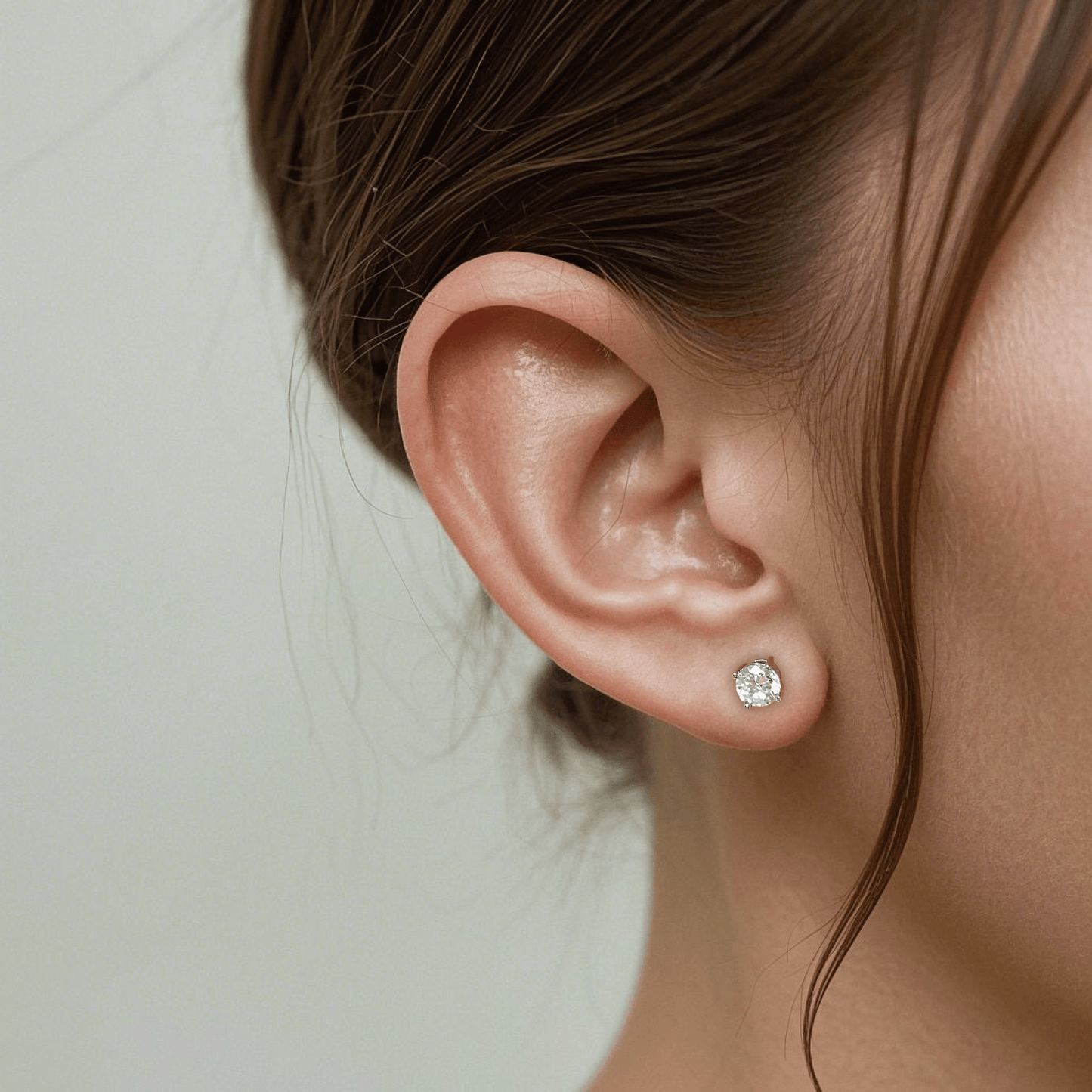 Round Moissanite Stud Earrings 18K White Gold Plated Sterling Silver (1 - 2ct. ) - La Pretti
