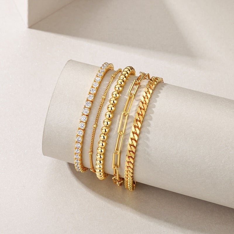 Moissniate Golden Tennis Bracelet in 5 Pieces a Set - La Pretti