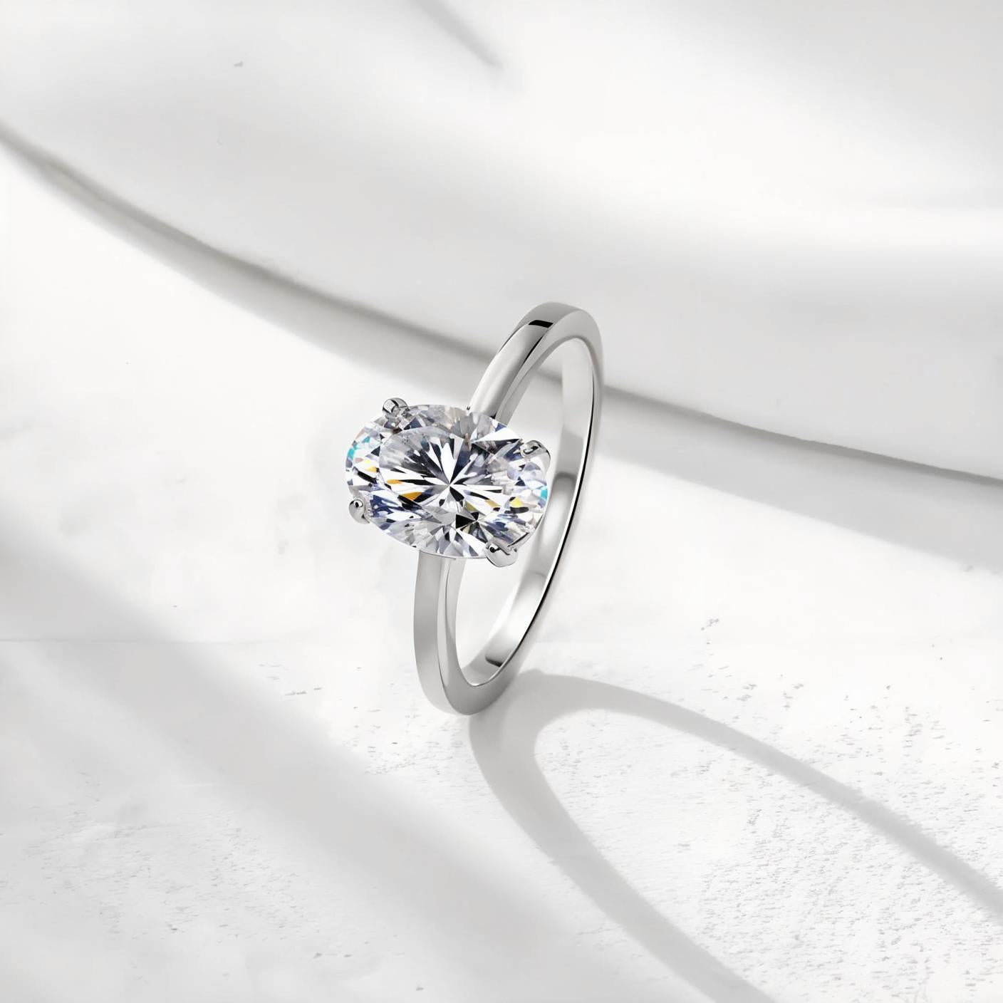 Elongated Oval Cut Moissanite Solitaire Engagement Ring (4.5ct. ) - La Pretti