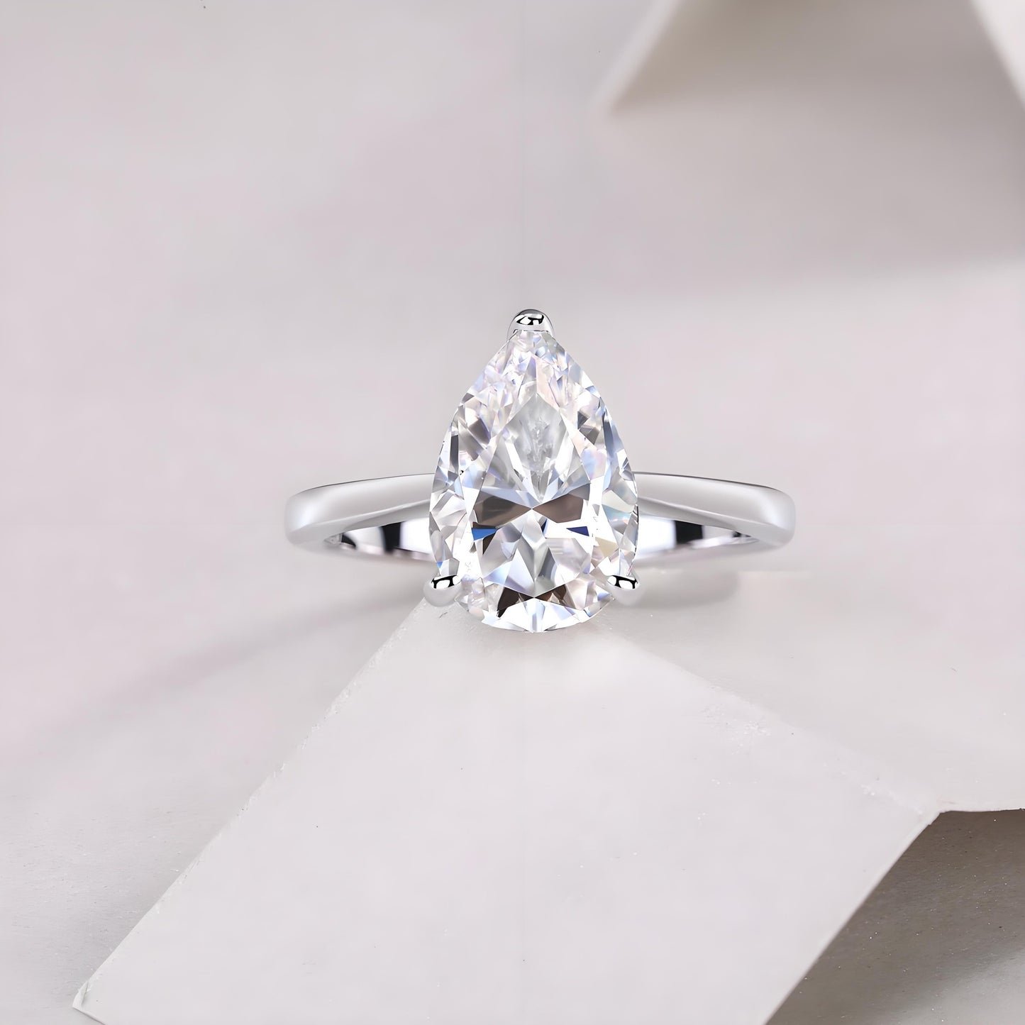 Pear Shaped Moissanite Solitaire Engagement Ring (2.5ct. ) - La Pretti
