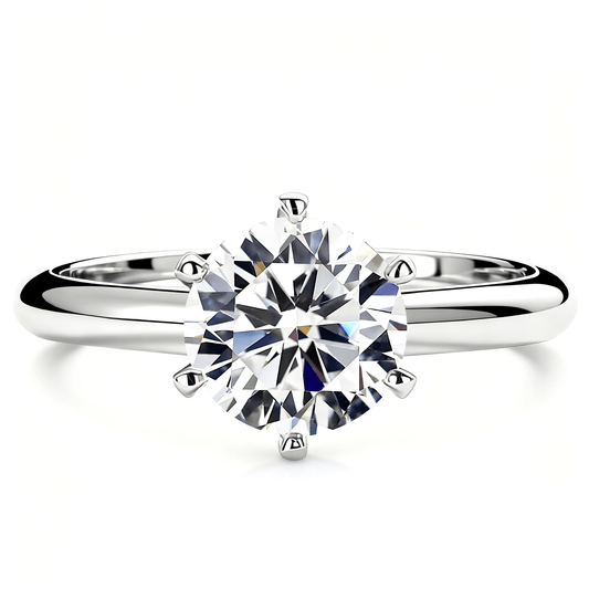 Round Moissanite Solitaire Engagement Ring in 6 Prongs (1 - 5ct. ) - La Pretti