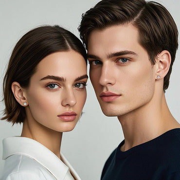 Round Moissanite Stud Earrings 18K Yellow Gold Plated Sterling Silver (1 - 5ct. ) - La Pretti