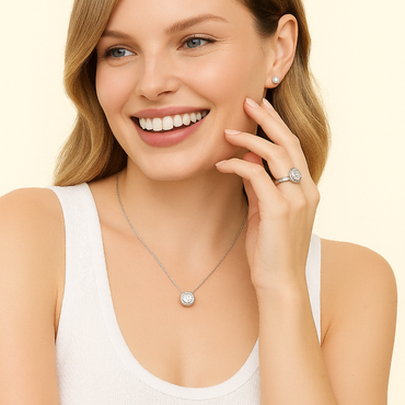 Moissanite Round Bezel Pendant Necklace (1ct. ) - La Pretti