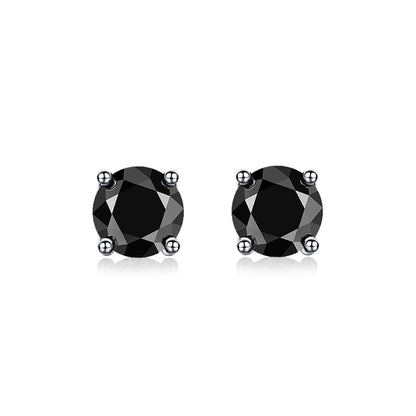 Round Moissanite Stud Earrings 18K White Gold Plated Sterling Silver (1 - 2ct. ) - La Pretti