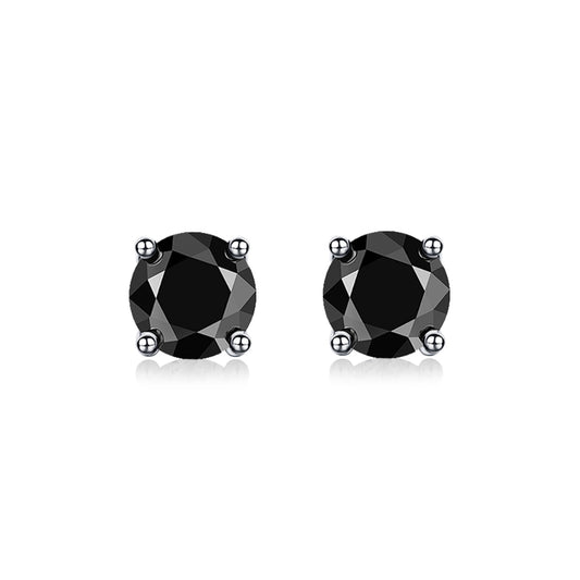 Round Moissanite Stud Earrings 18K White Gold Plated Sterling Silver (1 - 2ct. ) - La Pretti