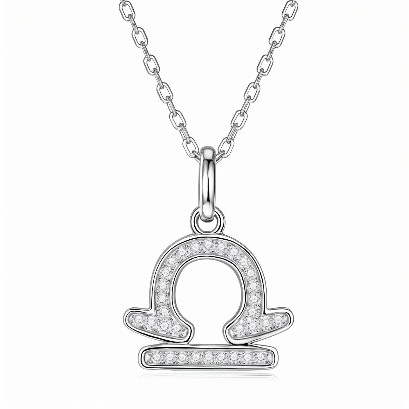 Zodiac Customized Moissanite Pendant Necklace of 'Libra' in Channel Pave Setting - La Pretti
