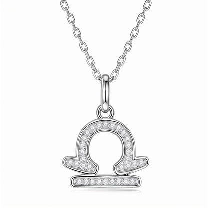 Zodiac Customized Moissanite Pendant Necklace of 'Libra' in Channel Pave Setting - La Pretti