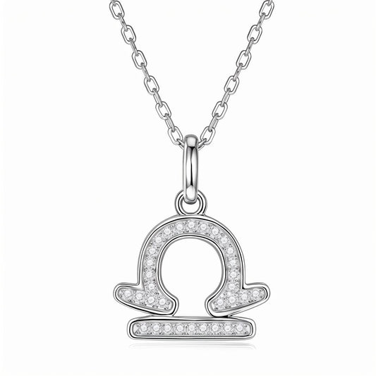 Zodiac Customized Moissanite Pendant Necklace of 'Libra' in Channel Pave Setting - La Pretti