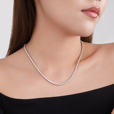 Classic Moissanite Tennis Necklace Chain - La Pretti