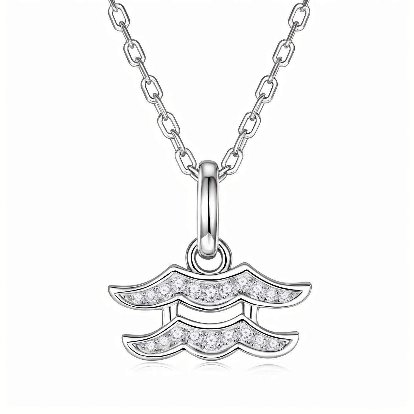 Zodiac Customized Moissanite Pendant Necklace of 'Aquarius' in Channel Pave Setting - La Pretti