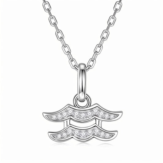 Zodiac Customized Moissanite Pendant Necklace of 'Aquarius' in Channel Pave Setting - La Pretti