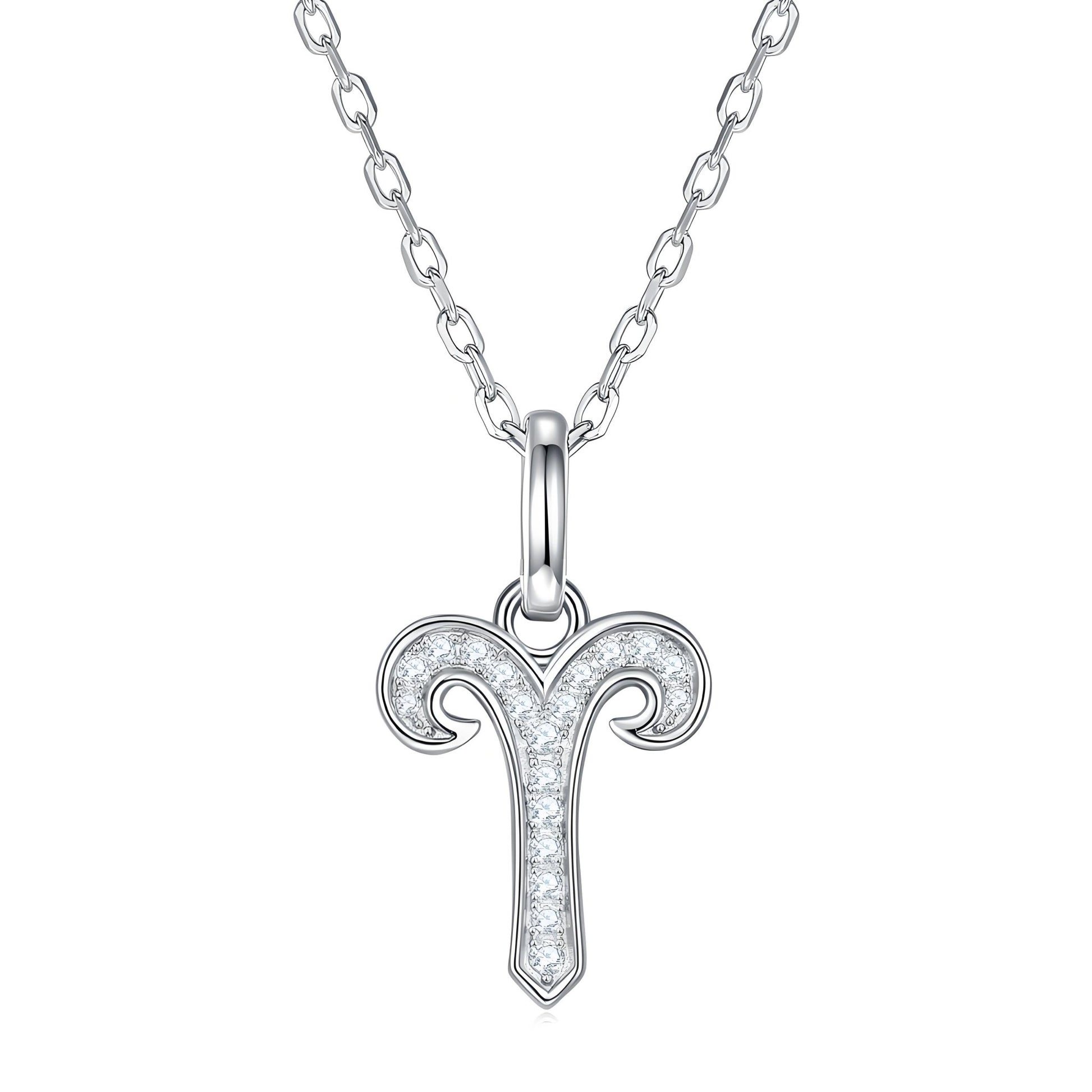 Zodiac Customized Moissanite Pendant Necklace of 'Aries' in Channel Pave Setting - La Pretti