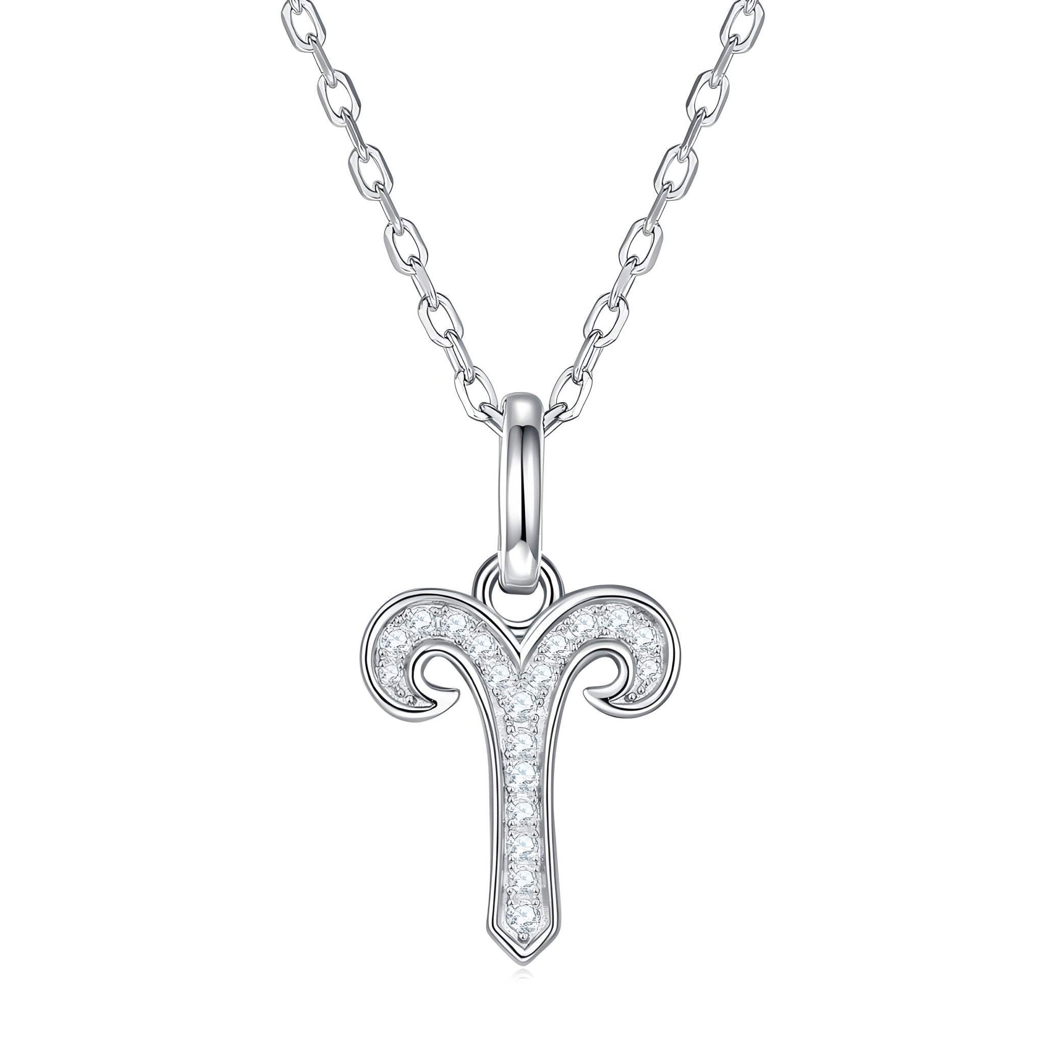 Zodiac Customized Moissanite Pendant Necklace of 'Aries' in Channel Pave Setting - La Pretti