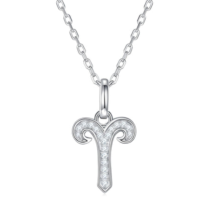 Zodiac Customized Moissanite Pendant Necklace of 'Aries' in Channel Pave Setting - La Pretti