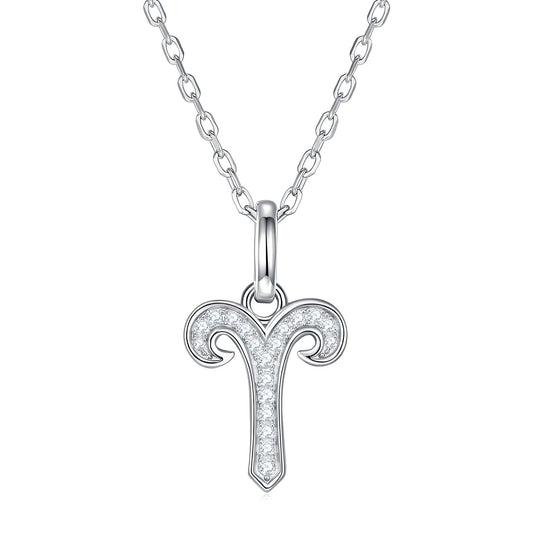 Zodiac Customized Moissanite Pendant Necklace of 'Aries' in Channel Pave Setting - La Pretti