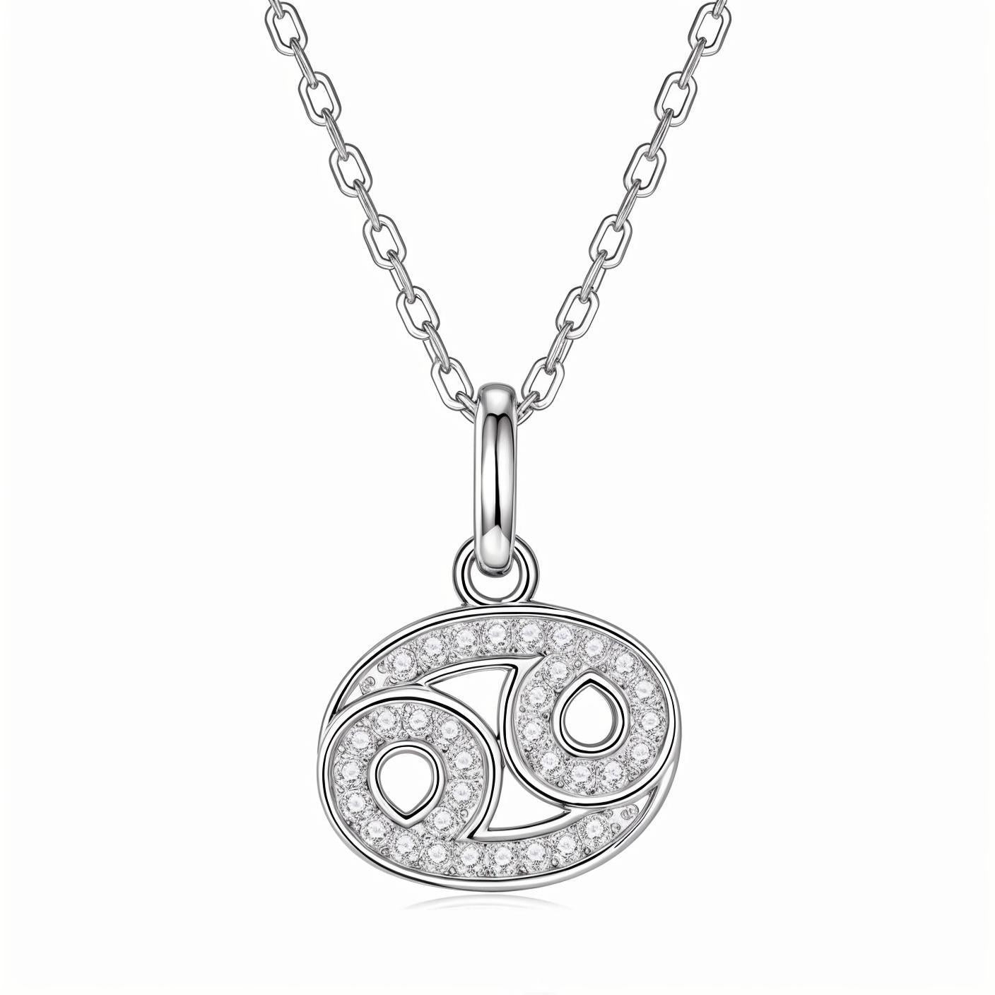 Zodiac Customized Moissanite Pendant Necklace of 'Cancer' in Channel Pave Setting - La Pretti