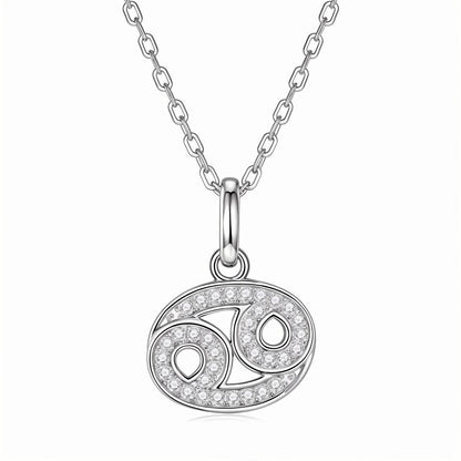 Zodiac Customized Moissanite Pendant Necklace of 'Cancer' in Channel Pave Setting - La Pretti